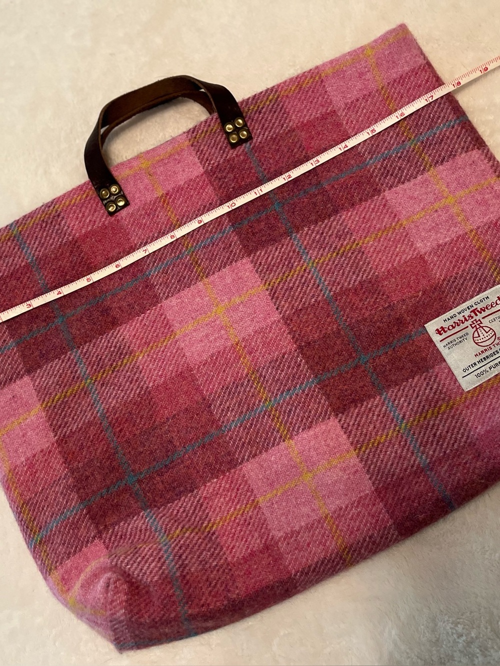 Harris Tweed Pink Tartan Tote Bag